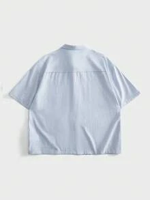 EASEVO Men's Plus Size Summer Casual Striped Shirt - Blue - View 5