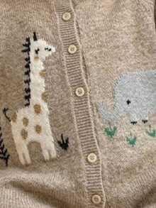 SHEIN Newborn Baby Girl Autumn/Winter Cute Cartoon Pattern Long Sleeve Sweater Romper - Khaki - View 8