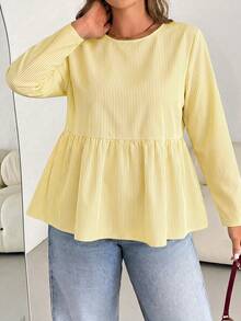 SHEIN LUNE Kemeja Wanita Musim Gugur/Dingin Terbaru Terlaris Motif Garis-garis Kasual Serbaguna Lengan Panjang Leher Bulat Ukuran Besar - MultiWarna - View 1