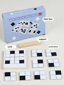 1 Set Wooden Black White Building Blocks Matching Puzzle Logical Thinking Training Parent Child Interactive Desktop Game For Family Christmas Stocking Fillers Holiday Gift Ideas Must Haves - Multicolor - View 12