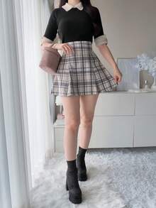 FRIFUL Áo dệt kim nữ phối màu phong cách thường ngày đa năng mặc hàng ngày mùa hè - màu đen - Xem 5