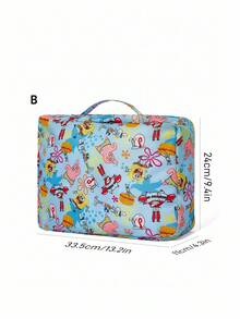 SpongeBob SquarePants | SHEIN 1pc/1set Cute Cartoon Print Polyester Travel Storage Bag, Mesh Surface, Categorized Storage, Multiple Sizes Available, Suitable For Various Bag Sizes, Great For Short Trips, Long Trips, Daily Home Organization, Suitable For Boys, Girls, Men, Women And Students - Green - View 12
