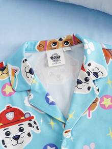 SHEIN | PAW Patrol Setelan Pakaian Santai Anak Laki-Laki dengan Motif Kartun Lucu, Atasan Lengan Pendek dan Celana Pendek - Biru - View 3