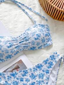 Swim Mod 花卉蕾絲可愛甜美復古休閒度假海灘海邊女款泳衣套裝 - 彩色 - 查看 6