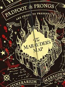 HARRY POTTER X SHEIN 復古城堡地圖印花可折疊梳妝鏡，便攜式化妝鏡，適合桌面與旅行使用，魔幻暗黑學院風，幻想迷、學生與彩妝愛好者的理想選擇 - 黑色 - 查看 4