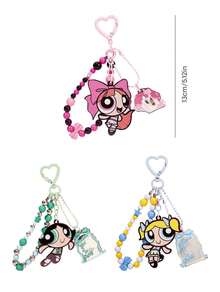 THE POWERPUFF GIRLS X POKOJA LAND 鑰匙圈 包包裝飾掛飾鍊 - 彩色 - 查看 3