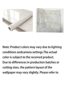 1 Piece Of Marble Pattern Waterproof Vinyl Wallpaper, Suitable For Bathrooms, Tables, Kitchen Cabinets, Self-Adhesive Furniture Decoration Stickers, PVC Material, Removable Wall Panels, Spring Decoration - White - View 2