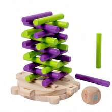 MINKOJA Wooden 2-Player Stacking Tower Balance Game For Kids , Interactive Tabletop Game For Kids 3+, Portable Travel Pocket Game , Outdoor Interactive Toy For Boys And Girls - Multicolor - View 11
