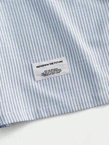 EASEVO Men's Plus Size Summer Casual Striped Shirt - Blue - View 7