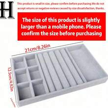 珠宝托盘收纳盒，珠宝项链耳环戒指展示收纳盒，可堆叠珠宝架盒化妆品收纳盒，适用于耳环项链戒指手链吊坠珍珠 - 灰色 - 查看 23