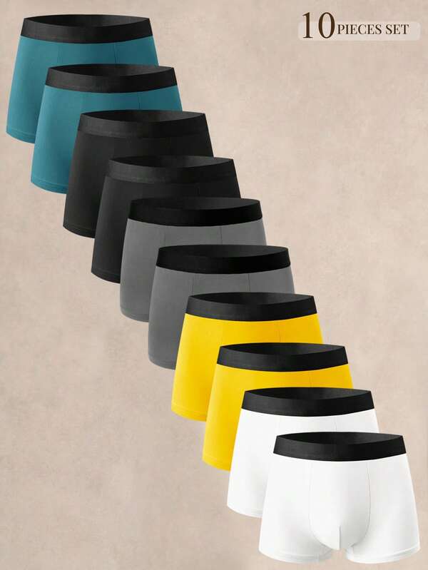 EverLounge Men's Colorblock Casual Comfortable Boxer Shorts (10pcs)