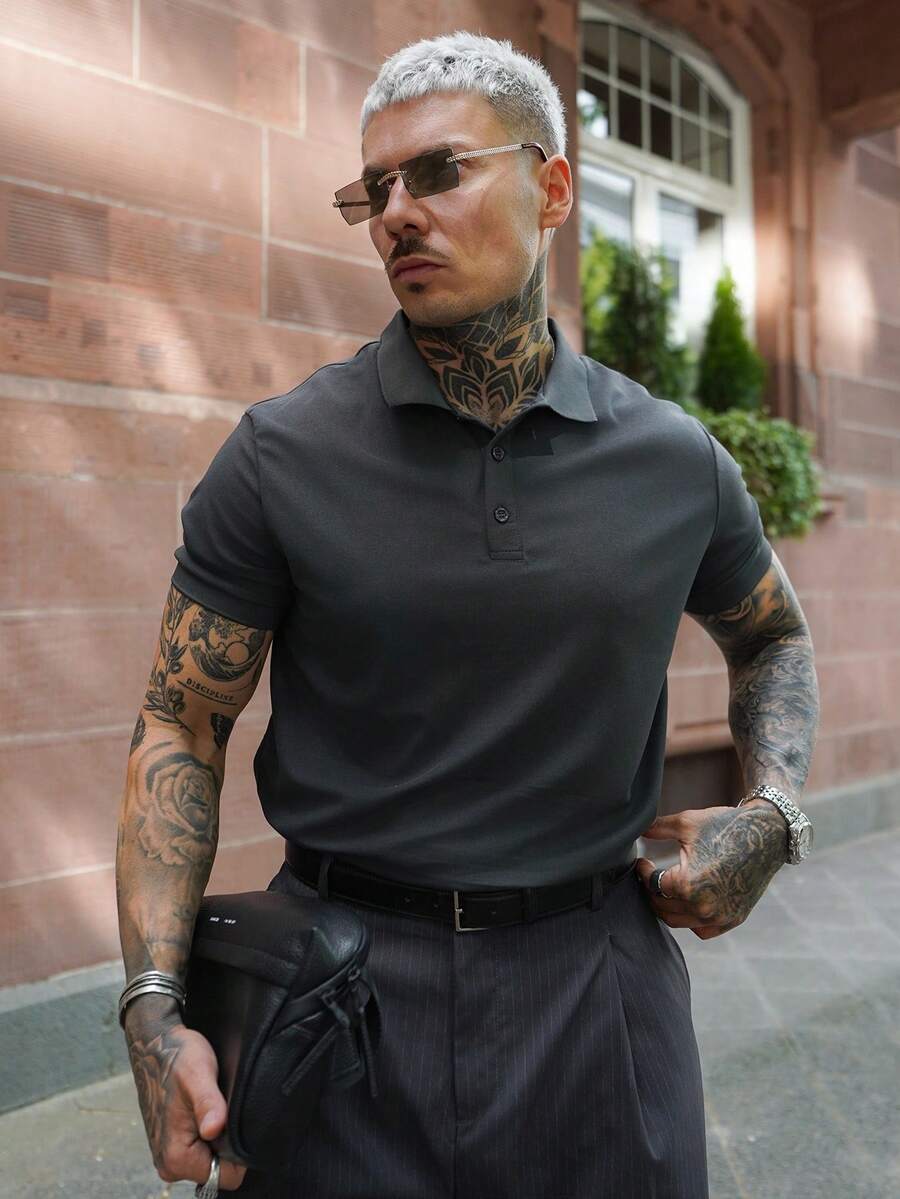 Artur Kramer Men's Solid Color Short Sleeve Casual Commute Polo Shirt