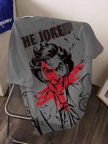 JOKER X SHEIN تي شيرت رجالي صيفي كاجوال بطبعة شخصيات - أبيض - مشاهدة 1