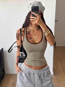 Coolane Women's All-Season Streetwear Vintage Concert Rave Top Festival Going Out Night Out R - Brown - View 1