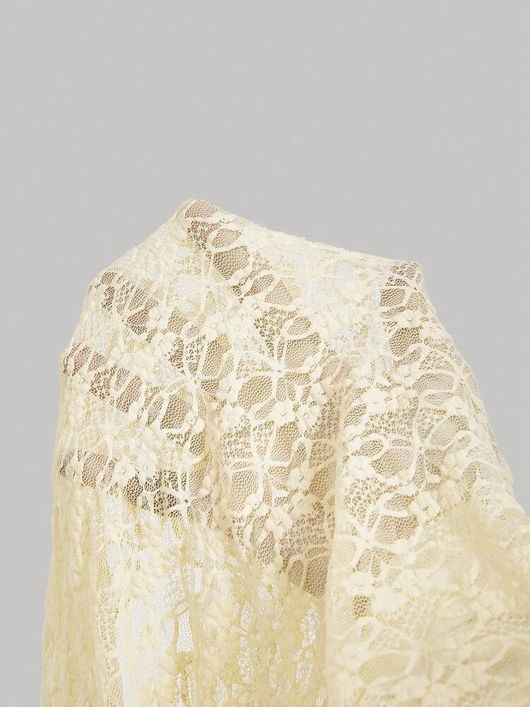 SHEIN MOD 女款復古花卉印花打結胸前抓皺圓領無袖夏季洋裝 - 淡黃色 - 查看 8