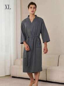 SHEIN 1 buah Jubah Mandi Waffle, Menyerap Keringat dan Cepat Kering, Pakaian Tidur Unisex, Jubah Mandi Musim Semi/Panas untuk Homestay, Hotel, SPA, Potongan Longgar, Berbagai Warna, Desain Minimalis, Perlengkapan Kamar Mandi & Rumah untuk Kembali ke Sekolah - MultiWarna - View 20