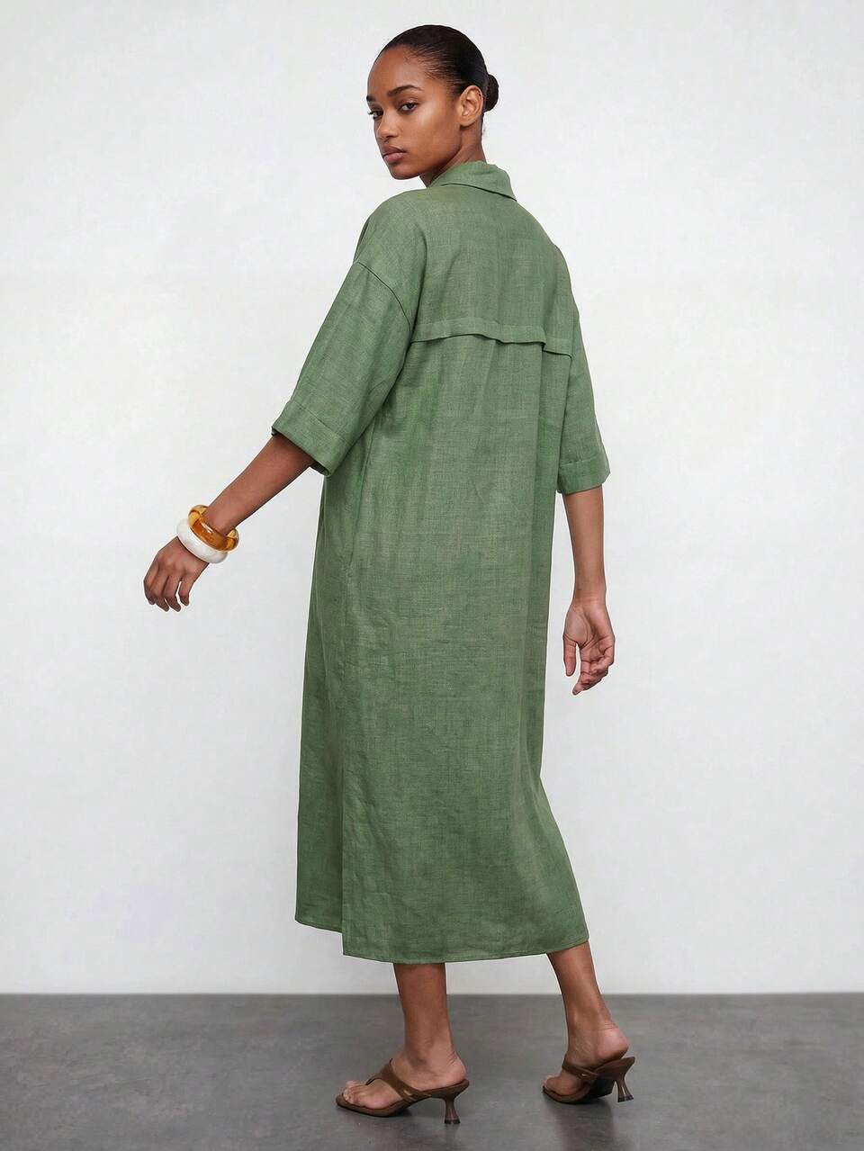SHEIN Maija Vestido Longo Casual Minimalista de Cor Sólida para Mulheres