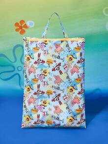 SpongeBob SquarePants | SHEIN 1pc/1set Cute Cartoon Print Polyester Travel Storage Bag, Mesh Surface, Categorized Storage, Multiple Sizes Available, Suitable For Various Bag Sizes, Great For Short Trips, Long Trips, Daily Home Organization, Suitable For Boys, Girls, Men, Women And Students - Green - View 8