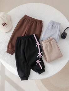 SHEIN Baby Mädchen Herbst/Winter süß lässig vielseitig Strick Thermofutter einfarbig lange Hose (Top und Hose separat erhältlich) - Verschiedenfarbig - Übersicht 4