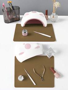 Waterproof And Durable Nail Art Table Mat, Made Of Waterproof And Soft PU Leather, Designed For Studio Tabletops And Foldable Nail Art Armrests. Ideal For Nail Artists In Salons And For Home Use. - Light Apricot - View 6