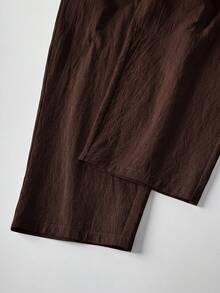 Rusticease Women's Solid Color Textured Casual Pocket Long Pants For Daily Wear - Brown - View 6
