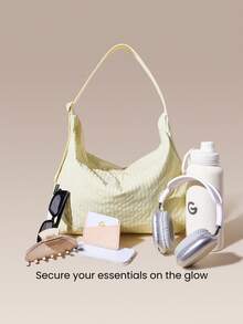 GLOWMODE Bolso de hombro texturizado resistente al agua de 17L no ajustable para otoño e invierno - Rejilla beige - Ver 4