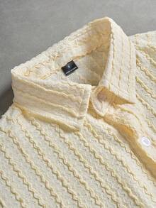 Manfinity Homme Men's Knitted Jacquard Short Sleeve Shirt Set - Light Yellow - View 4