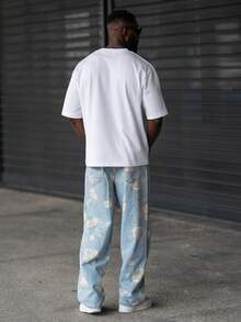 thenoahjr thenoahjr 男士简约花卉印花口袋休闲牛仔裤，日常穿着，男士花裤，男士花裤，日式裤子，emo风格 - 彩色 - 查看 5