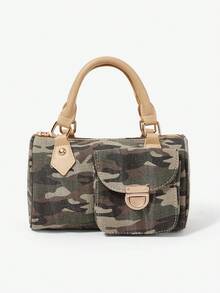 Viva Strut Ladies Camouflage Printed Handbag, Gold Lock Decoration, Fashionable Personalized Street Casual Retro Sweet And Cool Girls, Y2K, Dating Daily Shopping - camouflage - View 2