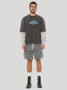 FORM&CHAOS [100%Cotton]Men's Loose Fit Washed T-Shirt, Autumn Holiday Grey Graphic Streetwear - Multicolor - View 3