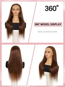 ALL READY WIG Peruca Glueless de Cabelo Humano Castanho, Pronta para Usar, Pré-Cortada, 26 Polegadas, 5x6, Peruca Reta Glueless Castanho Chocolate de Cabelo Humano, Pré-Desfiada, Nós Branqueados, #4 Peruca com Fechamento de Renda Castanho Escuro, Densidade 180 para Mulheres - S4 - Visão 8