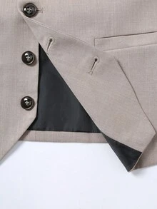 Manfinity Homme Plus Size Men's Solid Color Single-Breasted Business Suit Vest - Khaki - View 3