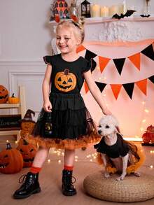 PETSIN Halloween Pumpkin Mesh Tutu Skirt For Pets - Multicolor - View 8