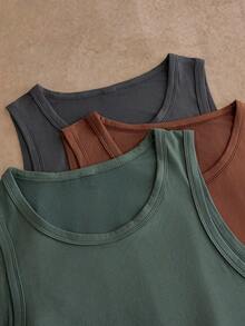 EASEVO Men's Plus Size Casual Versatile Solid Color Tank Top - Multicolor - View 7