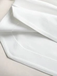 SHEIN 兒童青少年女孩白色針織抓皺腰圓領短袖不對稱下擺短版休閒T恤上衣 - 白色 - 查看 6