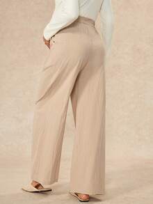 Boho Mama Women's Maternity Khaki Cotton Casual Pants – Adjustable Waist, Versatile, Everyday Style (Autumn) Fall - Khaki - View 4