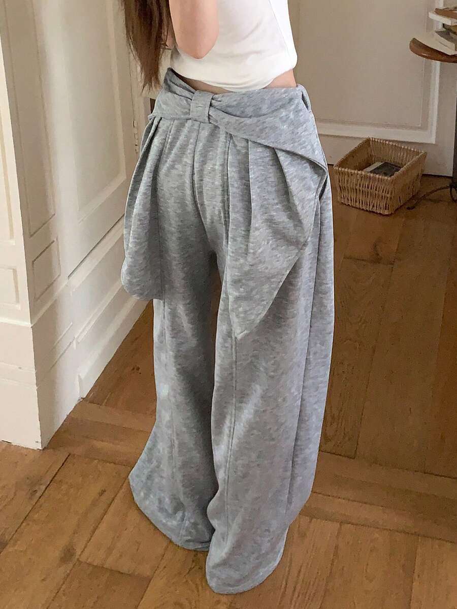 FRIFUL 女款純色休閒百搭日常穿著運動長褲 - 灰色 - 查看 1