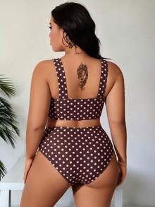 SHEIN Swim Curve 大码女式两件套纯色比基尼泳衣套装，休闲度假 - 彩色 - 查看 2