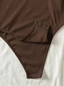 SHEIN 2pcs/Set Tween Girls' Casual Basic U-Neck Sleeveless Fitted Ribbed Jumpsuit, Black & Brown - Brown - View 5