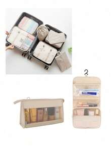 9pcs/7pcs/1pc Travel Organizer Set, Packing Cubes, Clothes Storage Bags, Toiletry Bag, Makeup Bag, Data Cable Organizer, Shoe Bag, Underwear Pouch, Garment Organizer, Suitable For Shirts, Lingerie, Clothing, Cosmetics, Lipsticks, Eyeshadow, Foundation, Brushes And Toiletries Like Toothbrush, Toothpaste, Facial Cleanser, Toner, Lotion, Cream, For Travel, Hospitalization, Packing Luggage, Dorm, School, Vacation - Multicolor - View 8