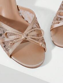 MOTF WOMEN'S FASHION SEQUINED MESH SANDALS - Apricot - View 10