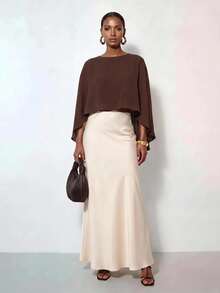 Zivah 夏季熱銷波西米亞遊牧風綠色雙向不對稱雪紡女款上衣，適合度假、旅行、日常出遊、派對、音樂節、海灘、假期、機場時尚、郵輪、下午茶 - 棕色 - 查看 9
