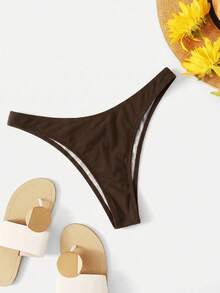 Swim Basics Bikini de unicolor para vacaciones en la playa - Café integral - Ver 1