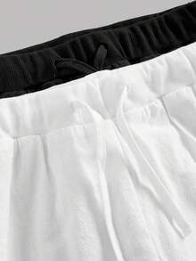 SHEIN Tween女孩 2件組 春/秋新款 黑白配色 梭織水洗克ريب修身休閒簡約舒適中腰直筒百搭長褲，返校季 - 黑與白 - 查看 4