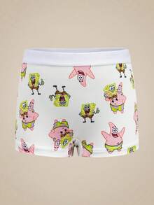 SpongeBob SquarePants | SHEIN 少女細肩帶內衣與內褲套裝 - 白色 - 查看 5