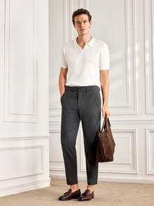 Officeau Men's Casual Pocketed Versatile Daily Wear Pants - Grey - View 3
