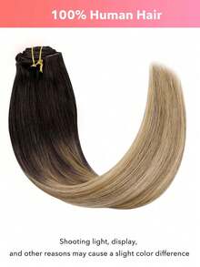 7 PIEZAS Extensiones de cabello con clip recto 100% cabello humano real de 14-24 pulgadas 115G Doble trama Extensiones de cabello con clip invisibles Cabello humano Remy natural para uso diario de mujeres y niñas - T2/4/22 - View 3