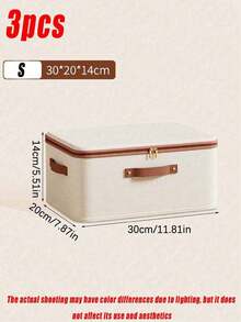 3 Piecesdustproof Storage Box With Lid, Large-Capacity Collapsible Clothing Organizer, Double-Layer Thickened Moisture-Proof Storage Box, Under-Bed Storage Box - Beige - View 12