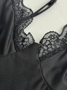 NU&NOW Plus Size 2pcs Long Sleeve Sexy Hot Girl Influencer Elegant Pajama Set For Party Fall - Black - View 7