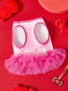 HELLO KITTY AND FRIENDS | SHEIN 蝴蝶結貓咪印花寵物芭蕾舞裙，附薄紗裙擺，尺寸 XXS-XXXXXL，適合貓狗穿著，適合日常穿著與拍照拍攝 - 玫粉 - 查看 3